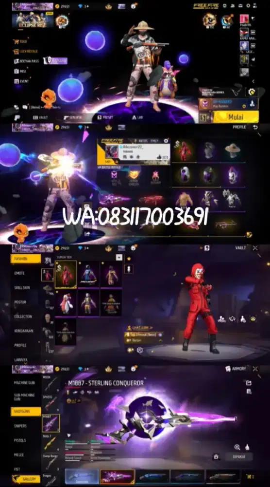 Ready akun free fire sultan murah dan terpercaya 100%