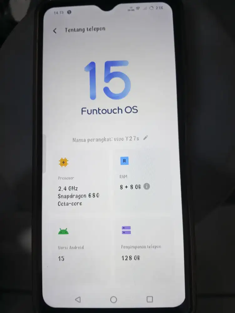 Vivo y27s nego sampe jadii