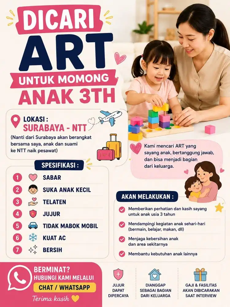 DICARI SUSTER BALITA UNTUK MOMONG ANAK 3TH