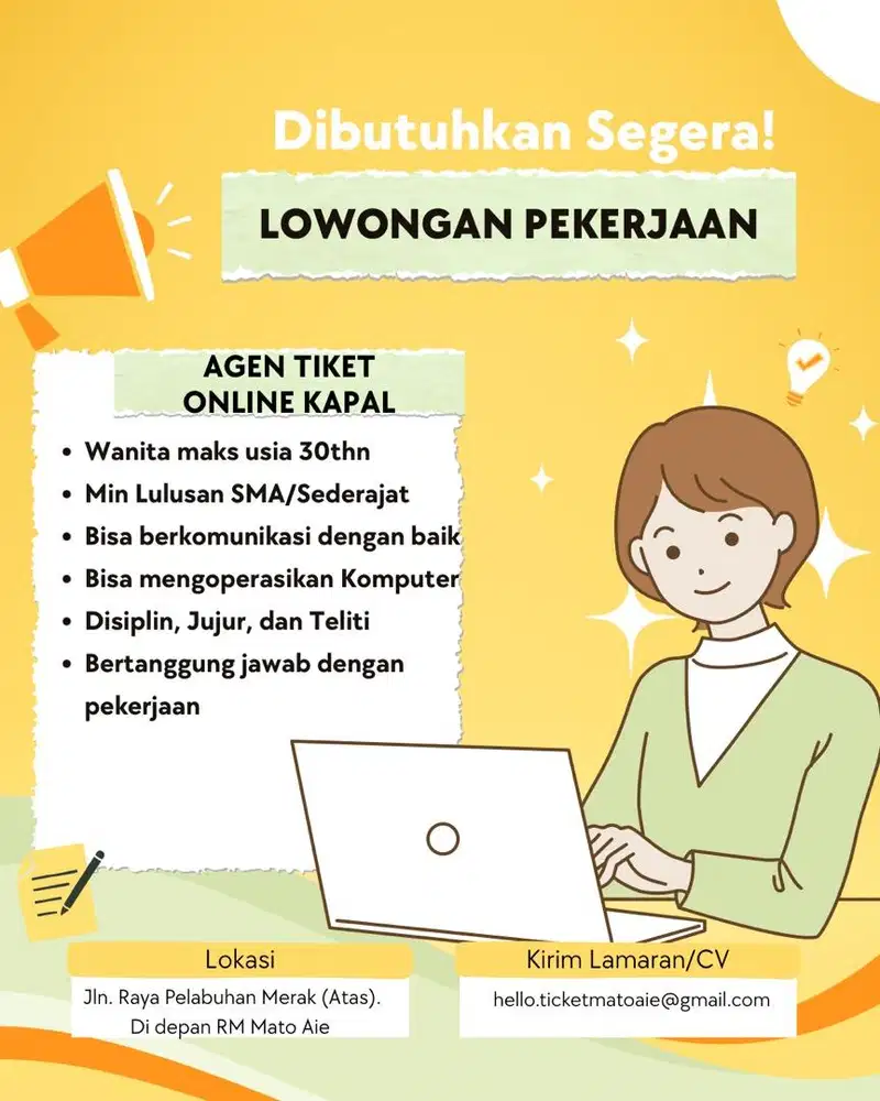 LOWONGAN KERJA AGEN TIKET ONLINE KAPAL MERAK