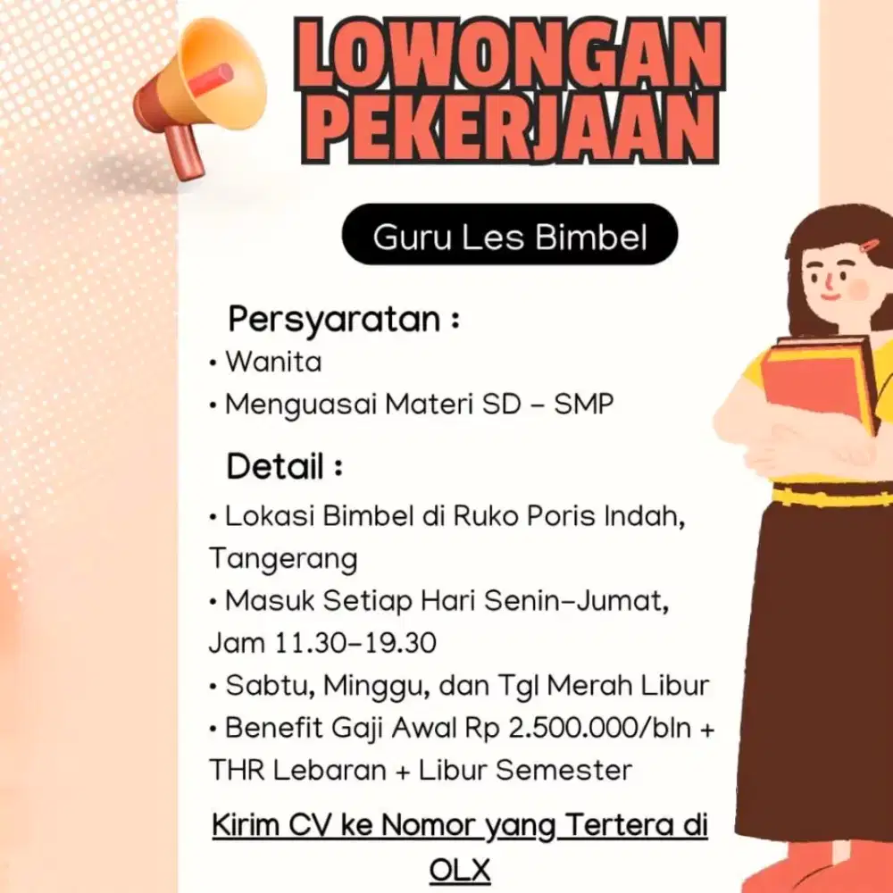 Lowongan Kerja Guru Bimbel Loker Mentor Les Poris Indah Tangerang
