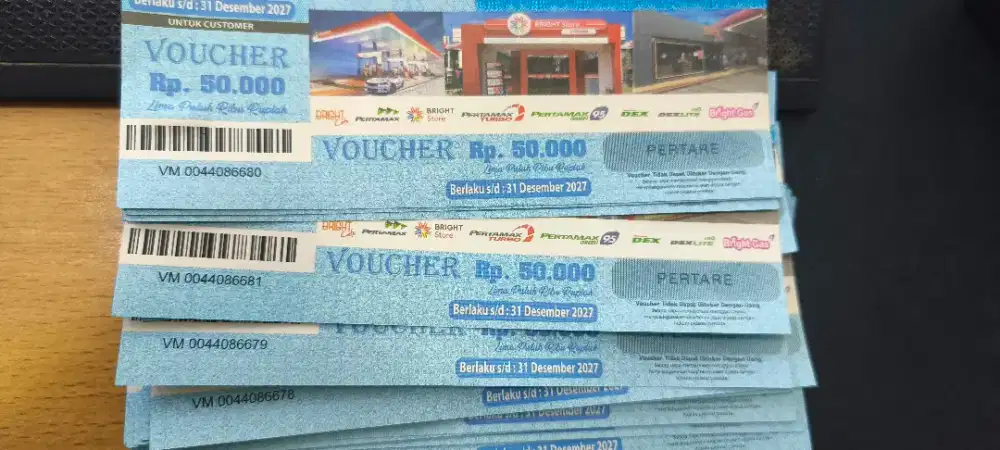 Voucher Pertamina Pecahan 50rb ada 38 pcs