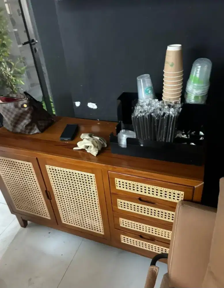 Meja Jati Rotan uk 120-140cm