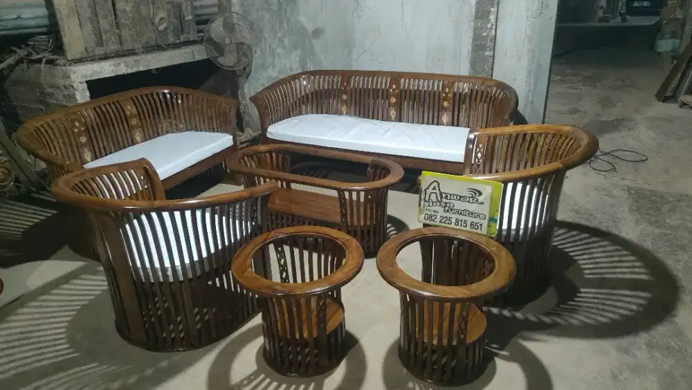 Kursi tamu minimalis kranjang full kayu jati