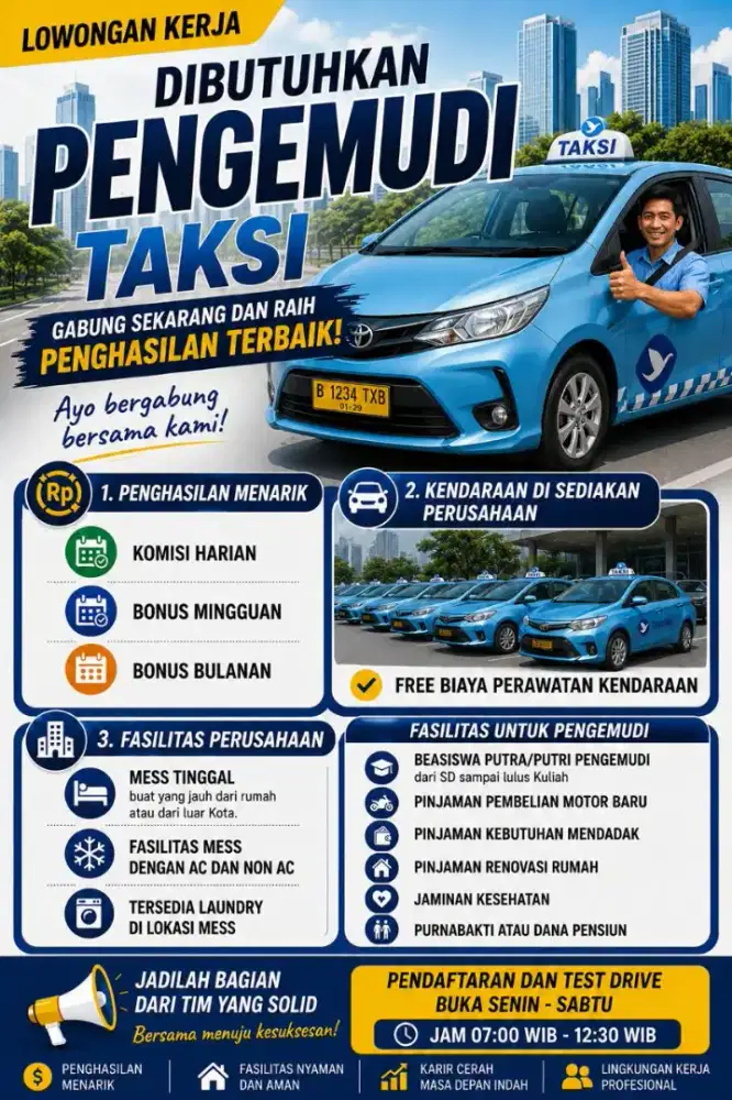 LOWONGAN DRIVER TAKSI BLUE BIRD