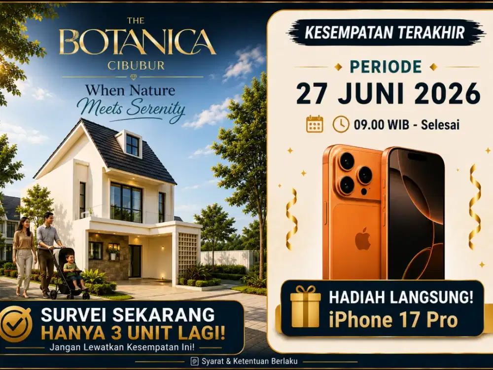 Rumah siap huni 2 Lantai Free iphone 17 pro Terbatas hanya 3 unit saja
