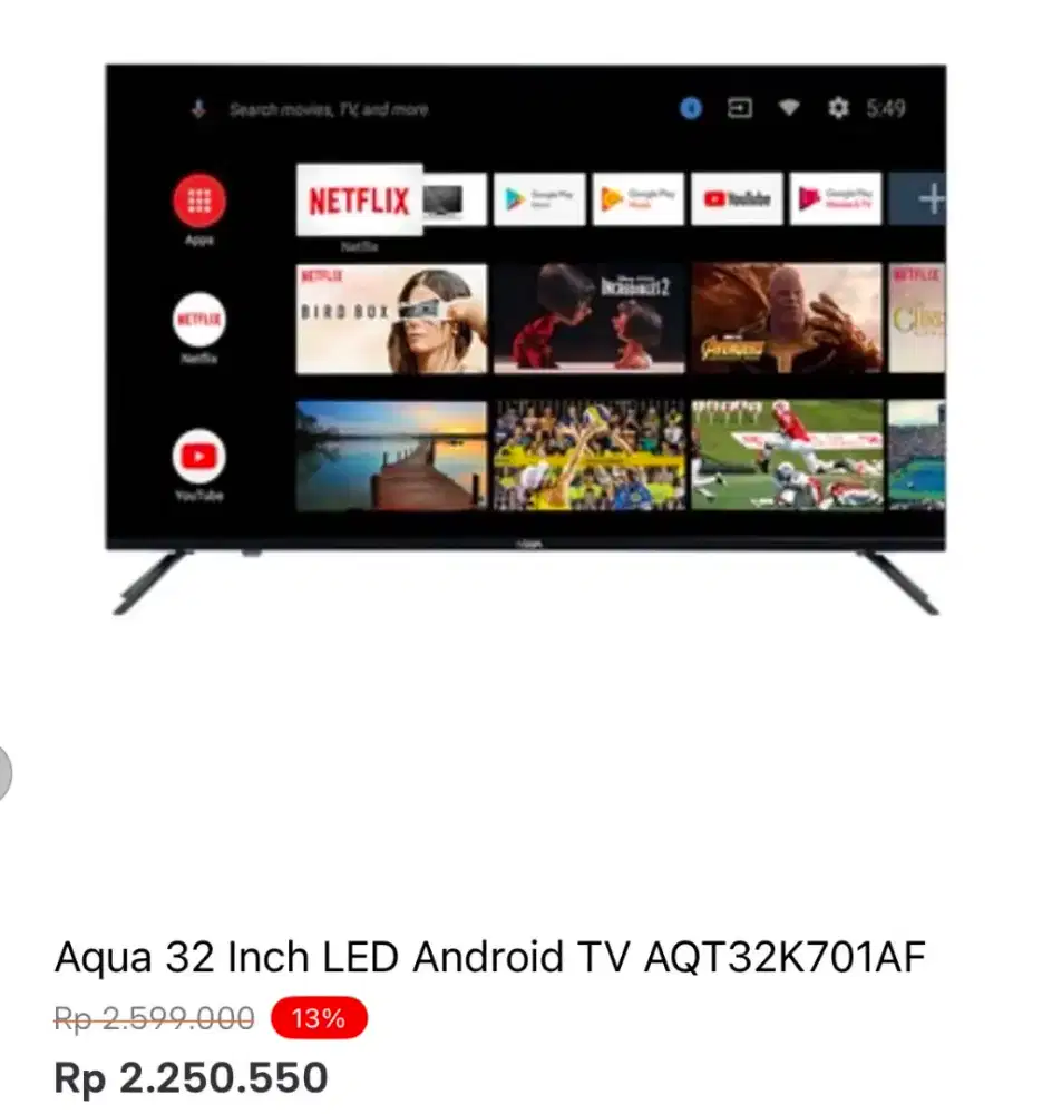 AQUA 32 INCH LED ANDROID TV AQT32K701AF