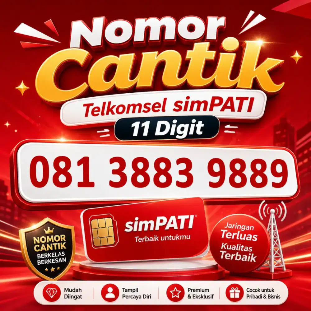 Nomor cantik simpati telkomsel 11 angka antik 9889