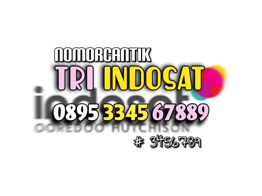 (bisa COD) Nomor CANTIK kartu TRI INDOSAT HOKI NAIK 3456789