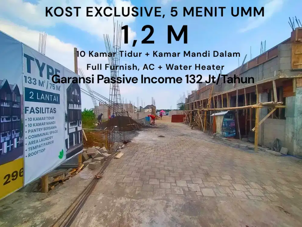 Lebar Jalan 6 Meter 5 Menit UMM Tlogomas Malang Jual Kos Malang Passive Income Ratusan Juta Setahun