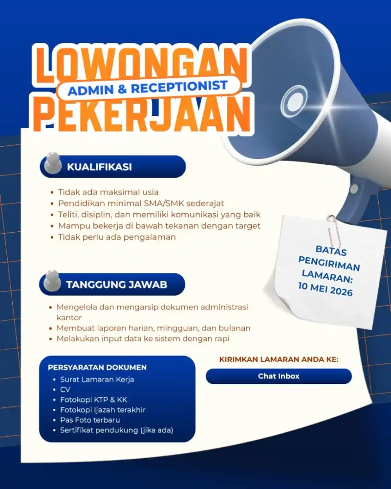LOWONGAN KERJA ADMIN KANTOR