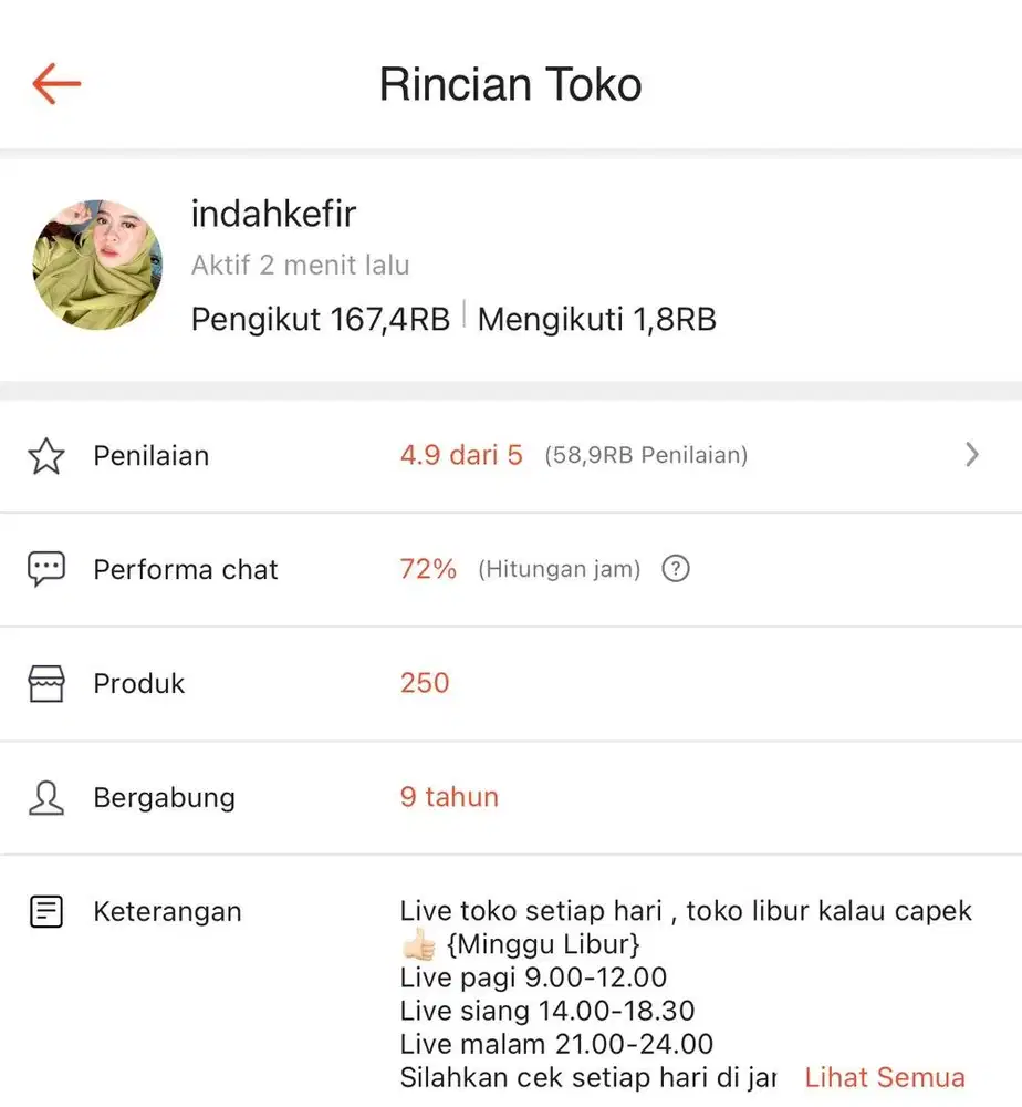 Admin Host live shope SHIFT Malam