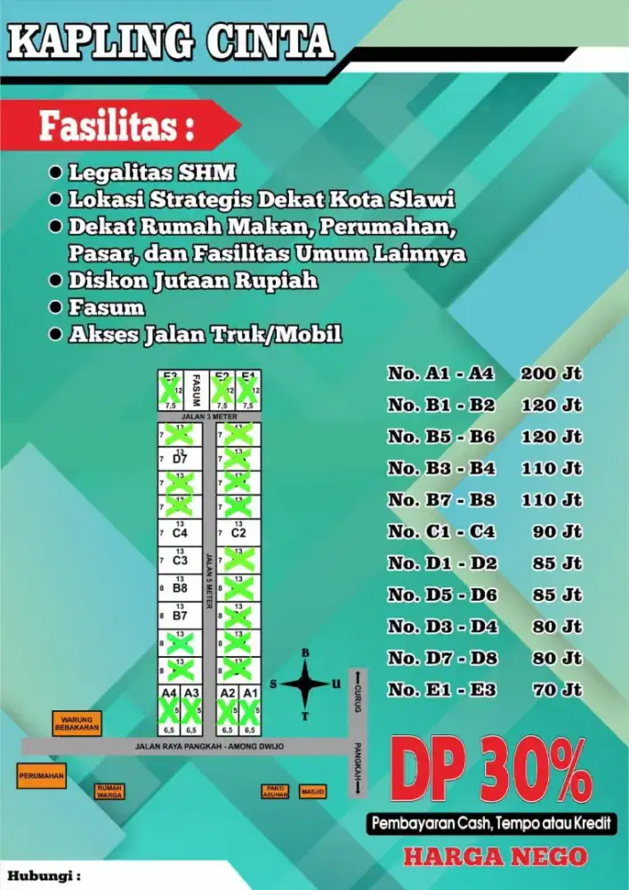 Tanah kavling murah pangkah dekat jalan raya