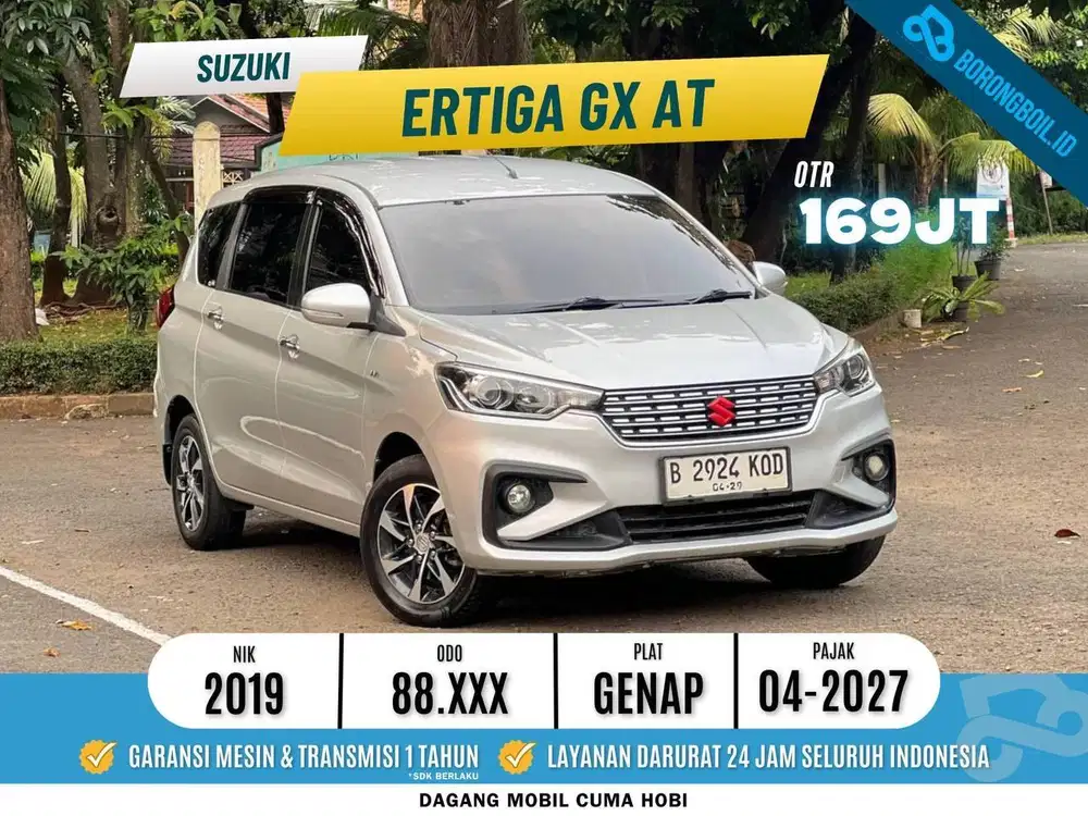 SUZUKI ERTIGA GX MATIC 2019 SILVER LOW KM ISTIMEWA SIAP PAKAI