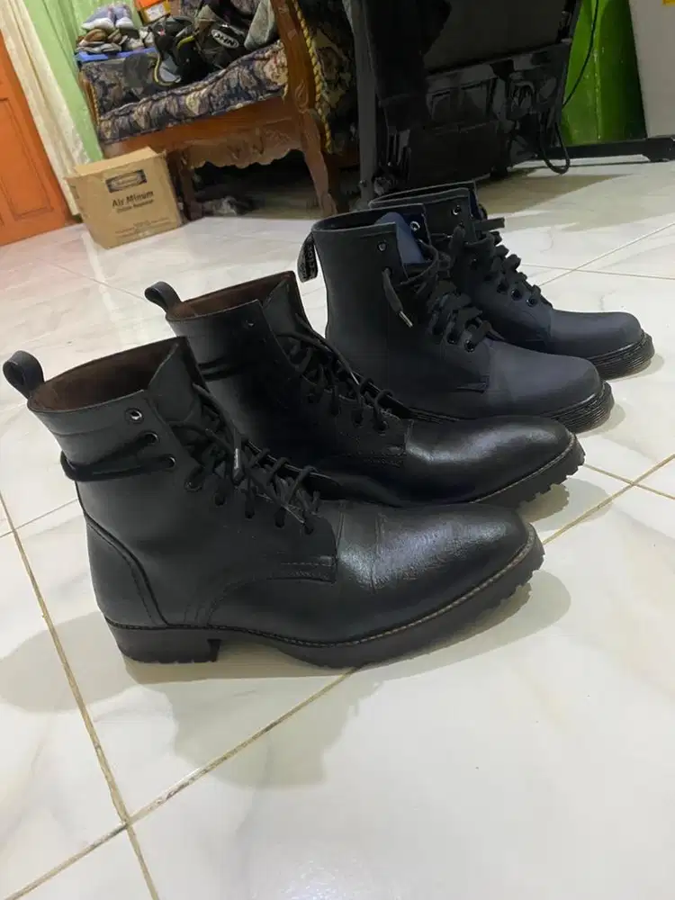 Sepatu boots crazy horse hitam size 41 = 26cm