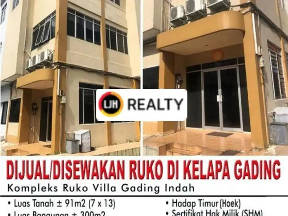 RUKO DI VILLA GADING INDAH AREA KELAPA GADING