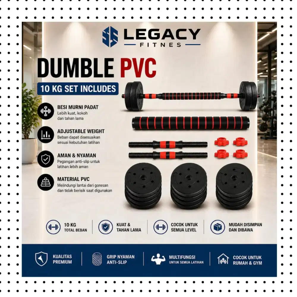 Dumble set 10kg PVC alat fitnes WCG-826