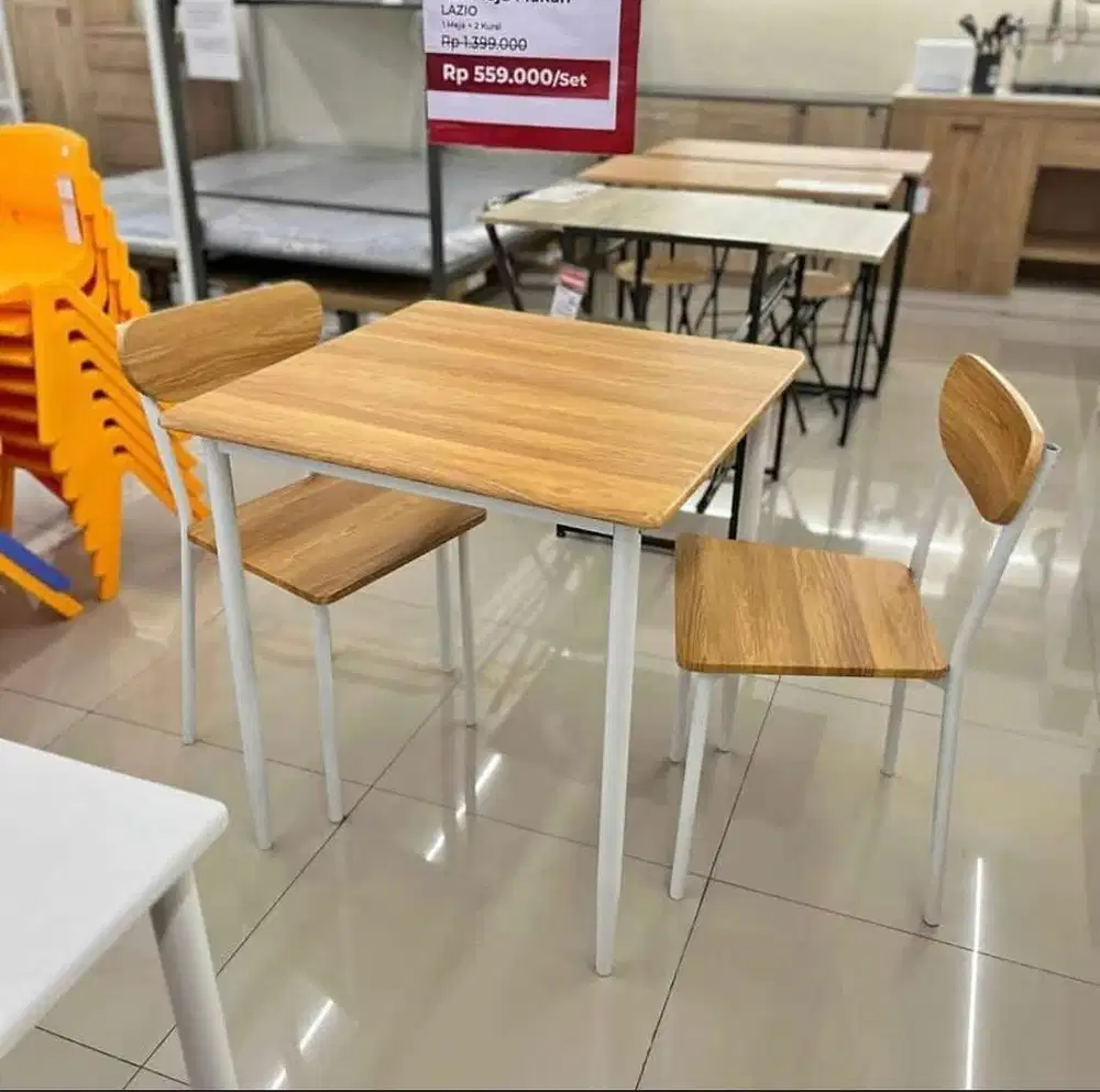 Meja makan set 2 kursi minimalis