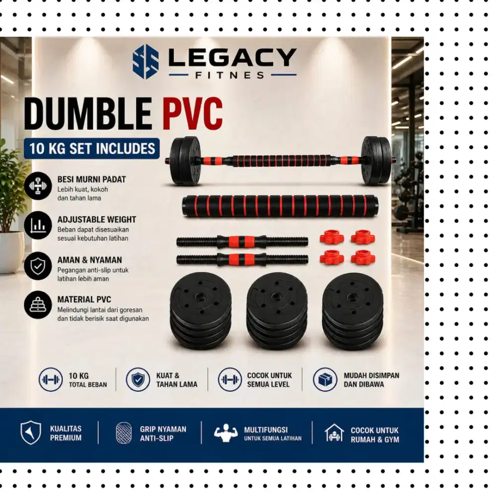 Dumble set 10kg PVC alat fitnes WCG-826