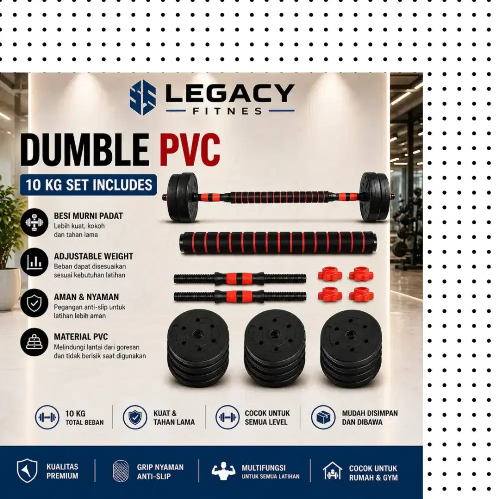 Dumble set 10kg PVC alat fitnes WCG-826