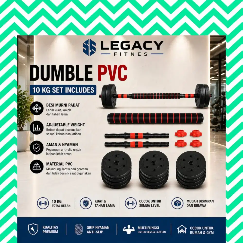 Dumble set 10kg PVC alat fitnes WCG-826