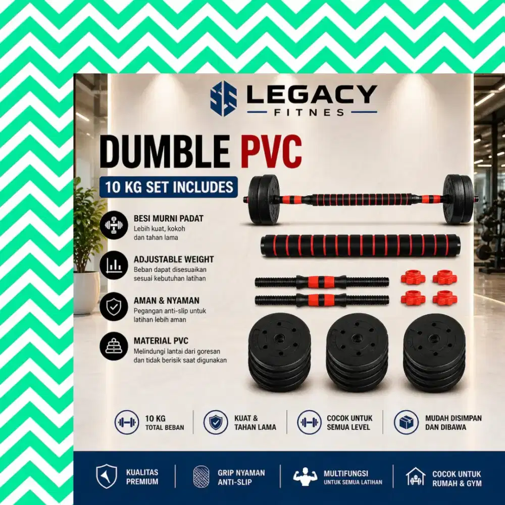 Dumble set 10kg PVC alat fitnes WCG-826