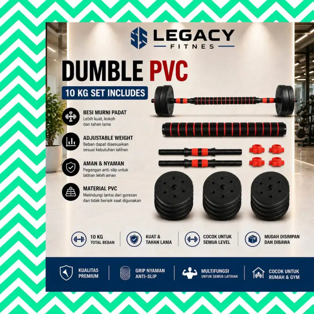 Dumble set 10kg PVC alat fitnes WCG-826
