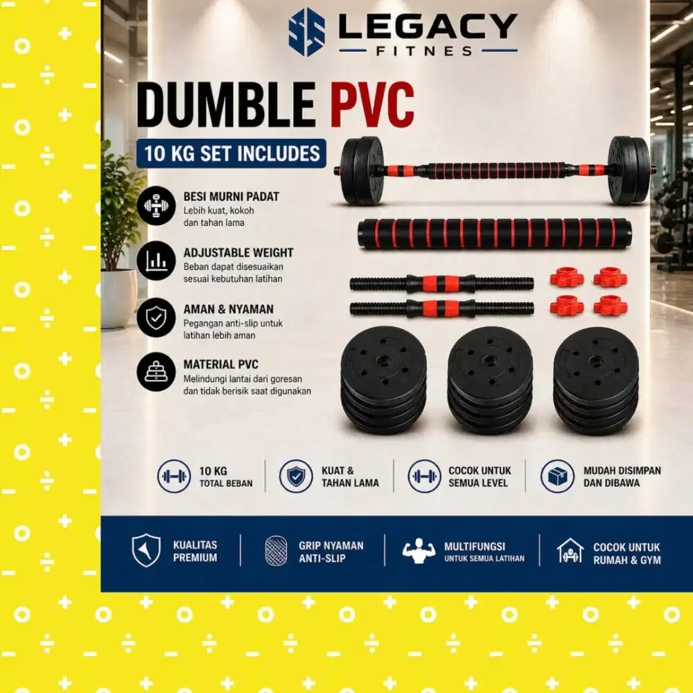 Dumble set 10kg PVC alat fitnes WCG-826