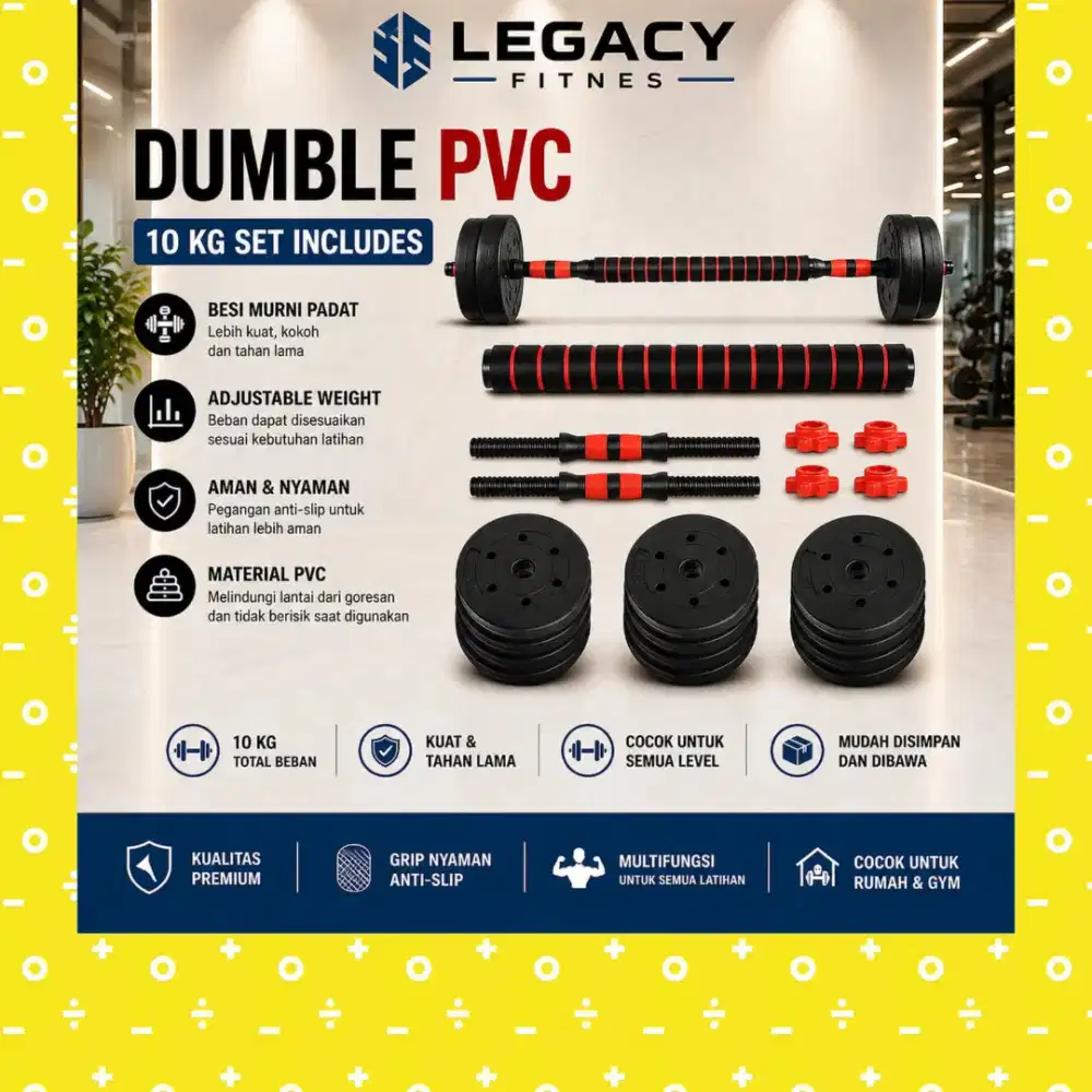 Dumble set 10kg PVC alat fitnes WCG-826