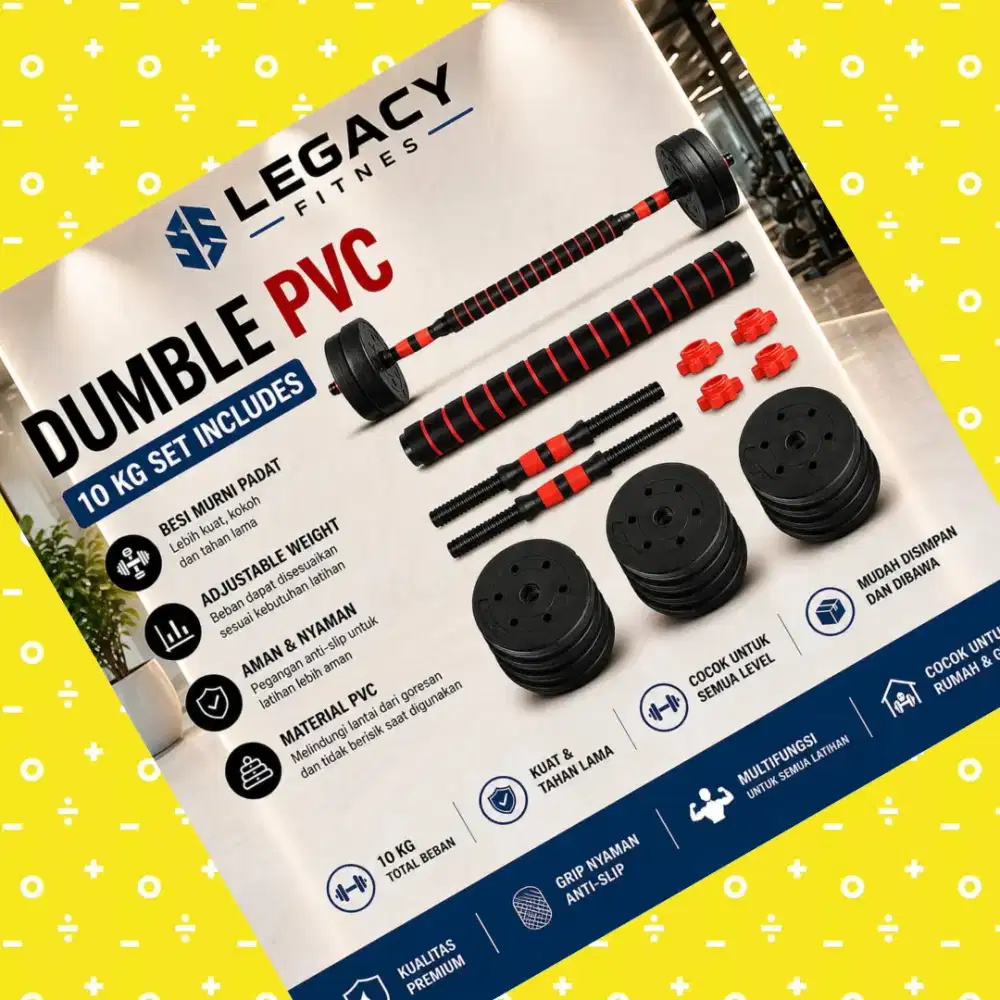 Dumble set 10kg PVC alat fitnes WCG-826