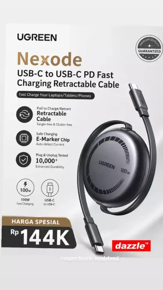 Kd ugreen c to c retractable 100 Watt 65905