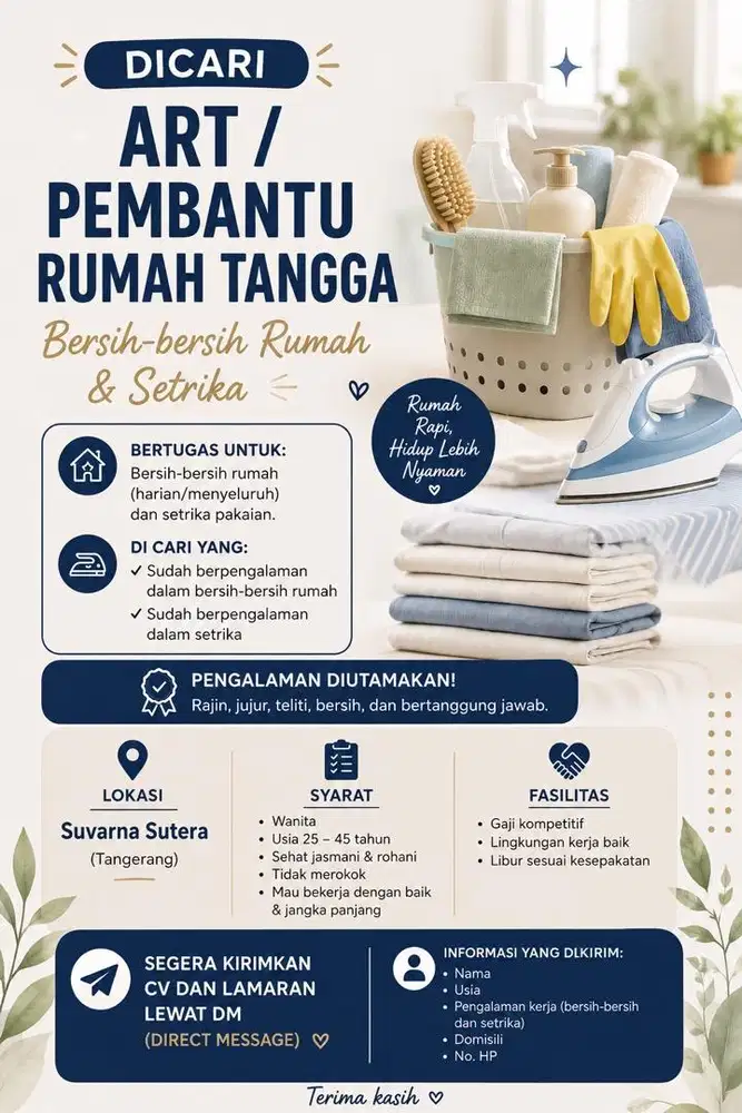 Loker bersih-bersih dan setrika