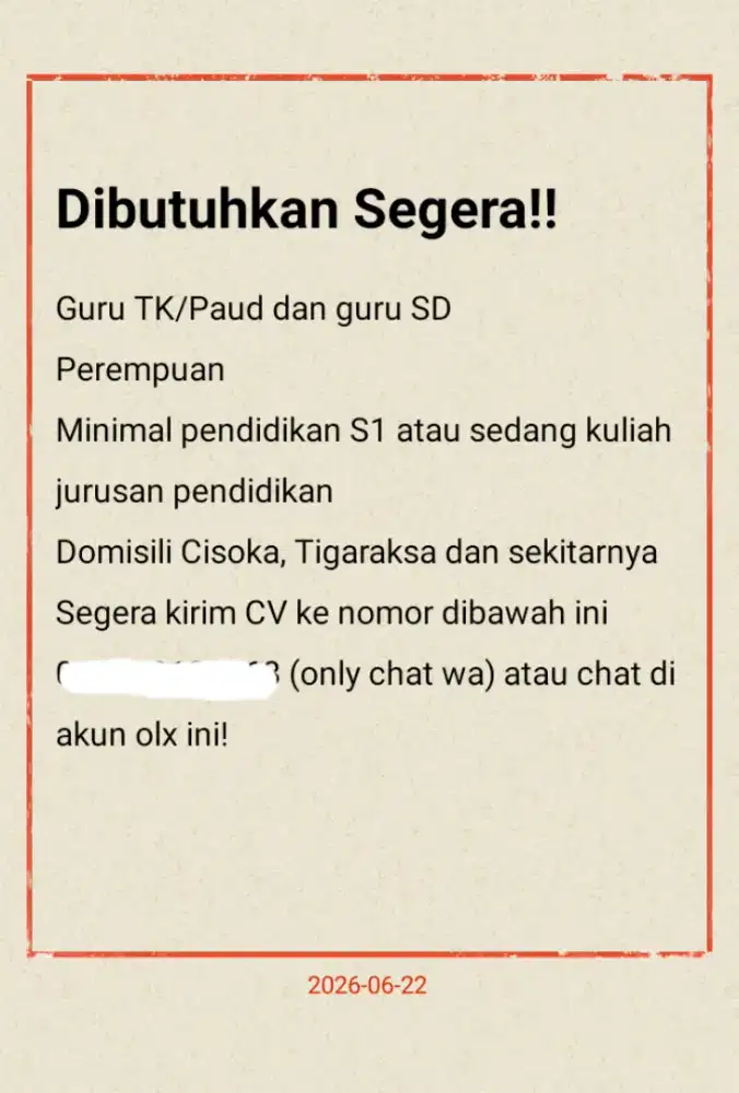 Loker Guru TK/Paud Dan SD
