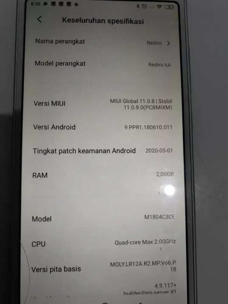 JUAL XIAOMI REDMI6A RAM 2/16 SECOND