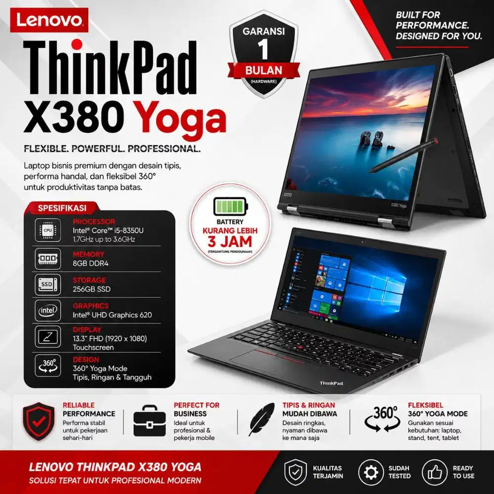 Laptop Lenovo Thinkpad X380 Yoga TS | I5 - 8350U | Ram 8/256GB