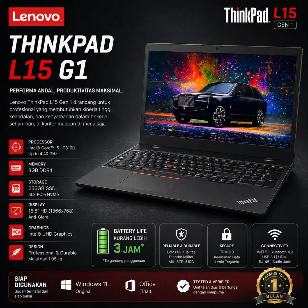 Laptop Lenovo Thinkpad L15 G1 | I5 - 10310U | Ram 8/256GB