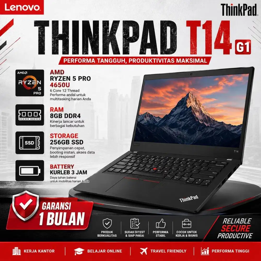 Lenovo Thinkpad T14 G1 | AMD Ryzen 5 Pro - 4650U | 8/256GB