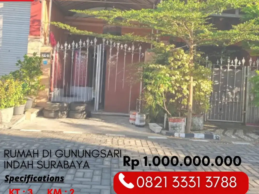 Dijual Cepat Rumah 3 Kamar Siap Huni 10 Menit ke Tol Gunungsari Surabaya