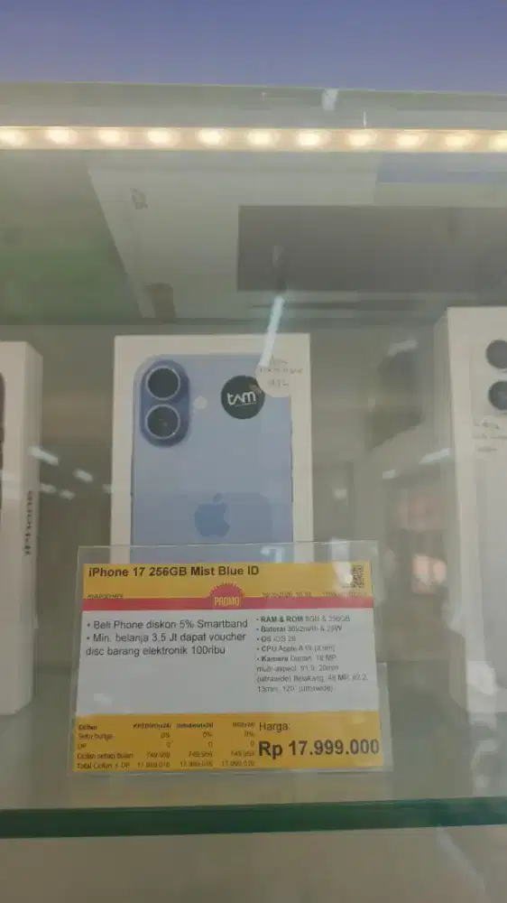 IPHONE 17 256gb MIST BLUE ID garansi resmi