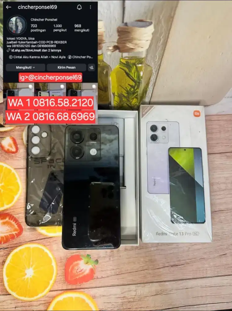 Jual hp REDMI NOTE 13 pro 5g 12/512 istimewa fullset ORIGINAL segel
