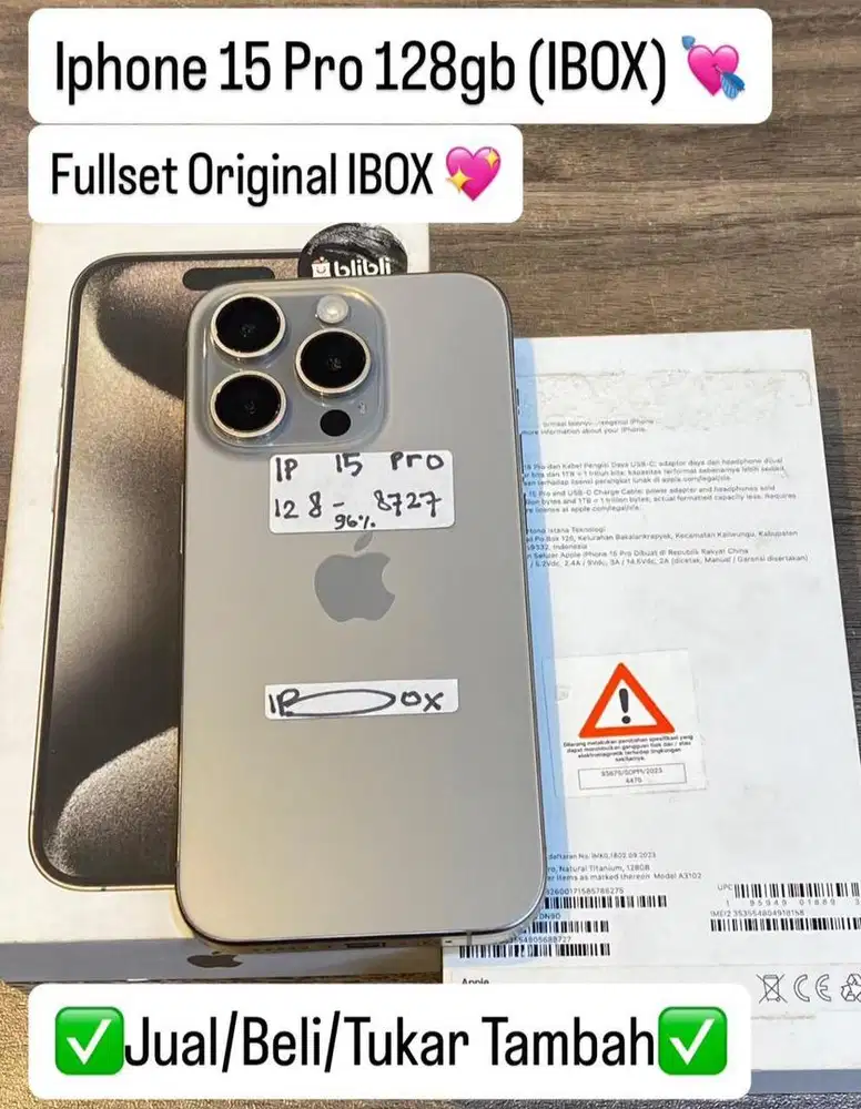 Iphone 15 Pro 128 Gb Natural Titanium Resmi ibox