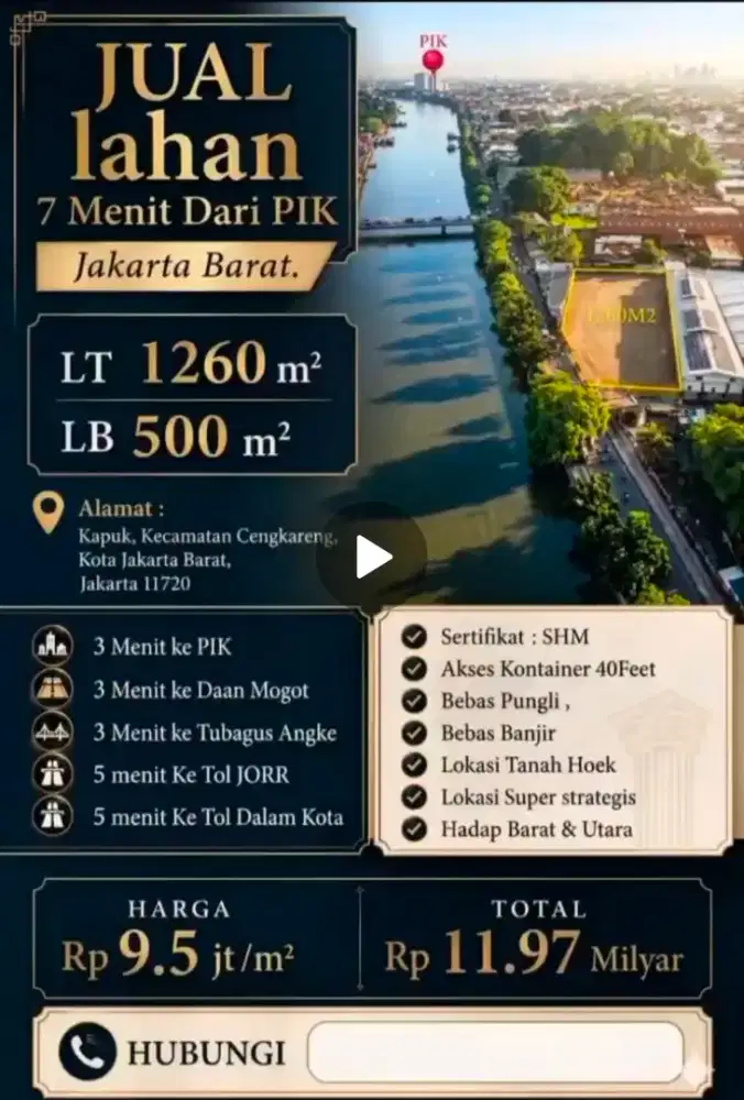Dijual Tanah SHM 1260 Strategis Kapuk,Cengkareng muat Kontainer 40feet