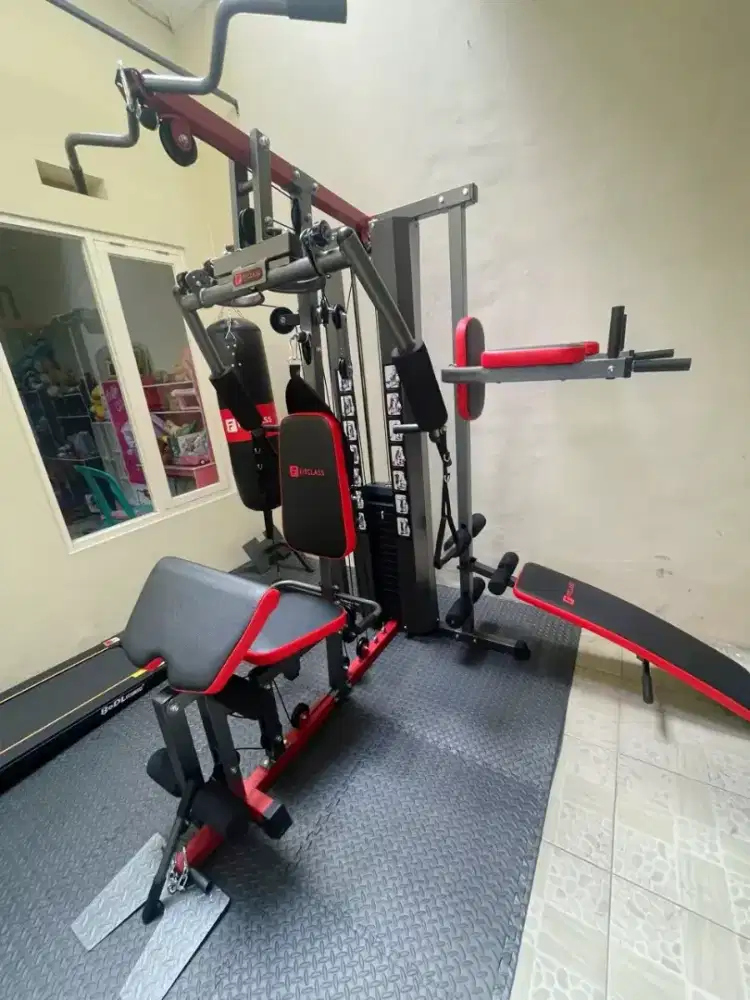 HG6503 alat pitnes home gym beban 15 keping 75 kg include legfress