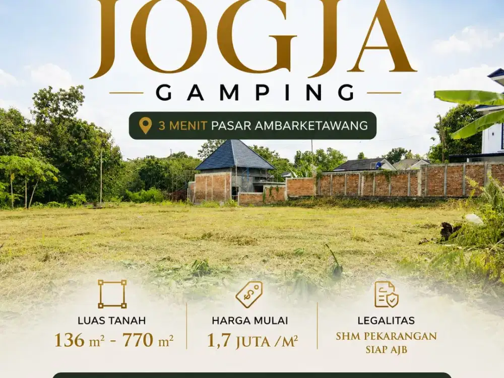Tanah Jogja 200 Jutaan Siap AJB 3 Menit ps Hewan Ambarketawang gamping