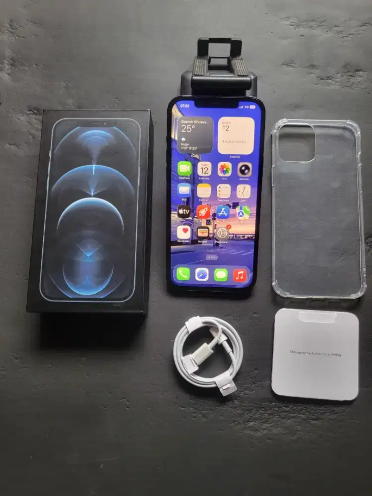 Iphone 12 pro max 128gb blue inter fullset mulus all operator