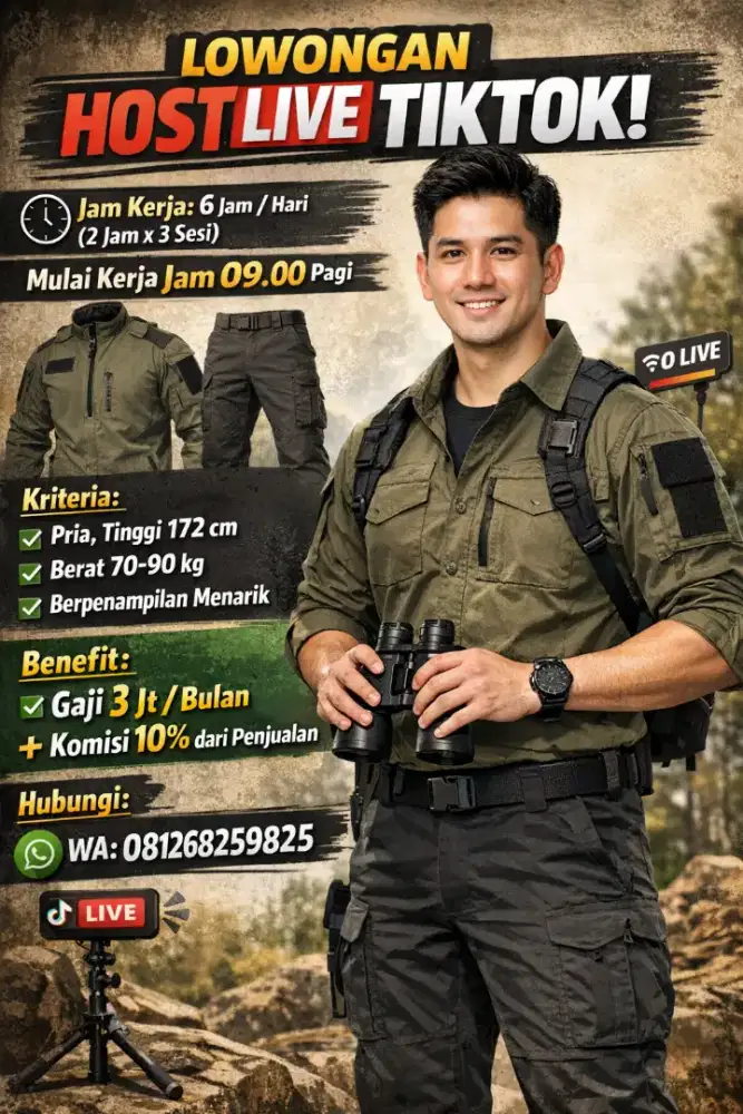 LOWONGAN HOST LIVE TIKTOK PRIA