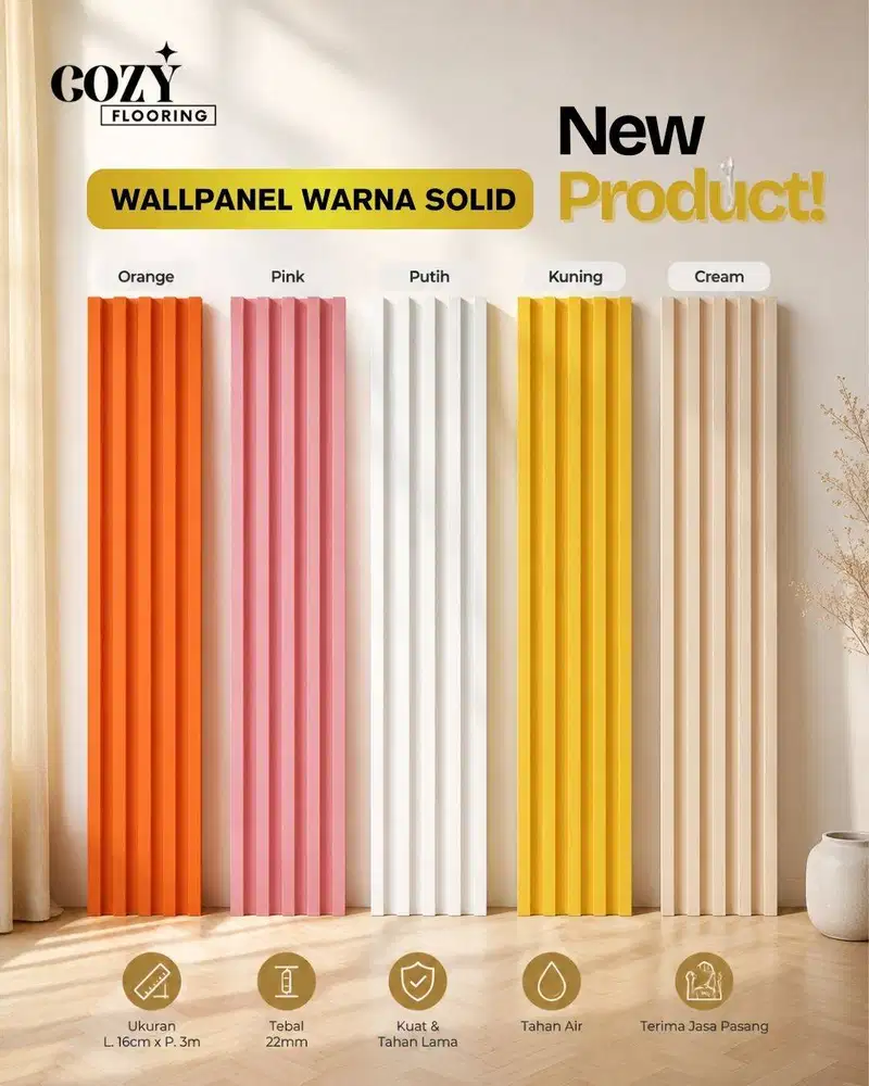 WPC Wallpanel Arni warna polos solid | wallpanel indoor | WPC Wood