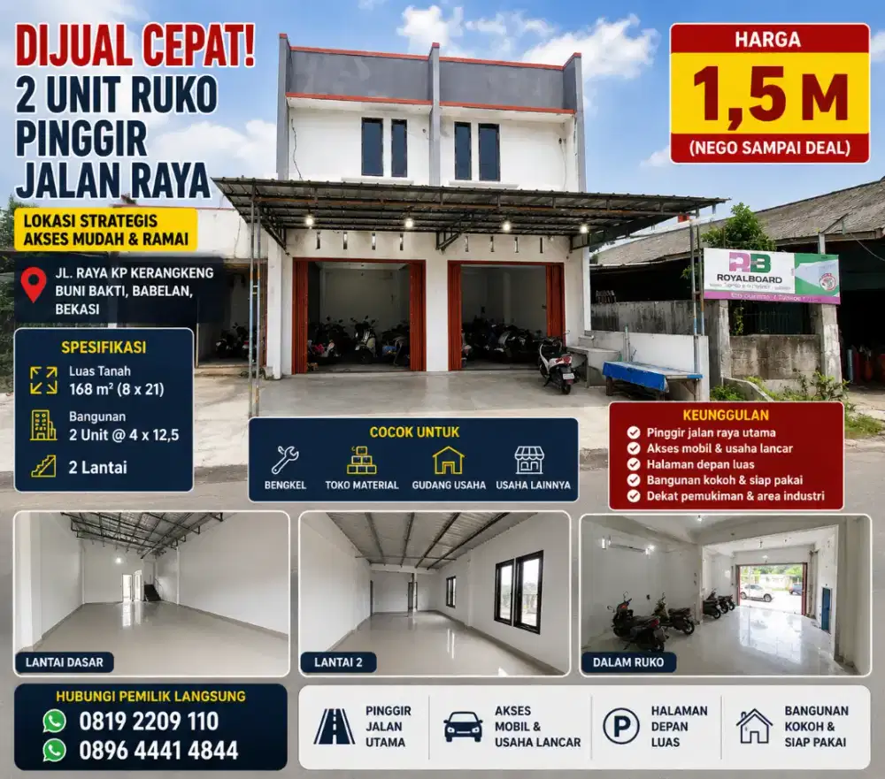 DIJUAL CEPAT RUKO STRATEGIS BABELAN – BEKASI