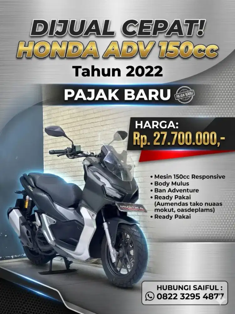 Perfect Condition!!Honda ADV 150cc 2022 N Asli Pajek Baru-Mustika