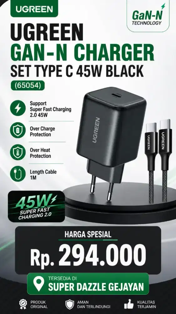 UGREEN GAN-N SET TYPE C 45W CHARGER (65054)